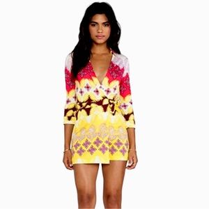 DIANE VON FURSTENBERG Celeste Silk Romper in Indian Borders Yellow Size 2